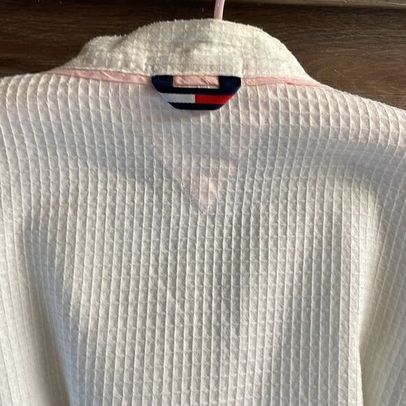 Tommy Hilfiger Sleepwear Ladies Bath Robe, White and Pink, Size L/XL - Picture 7 of 9